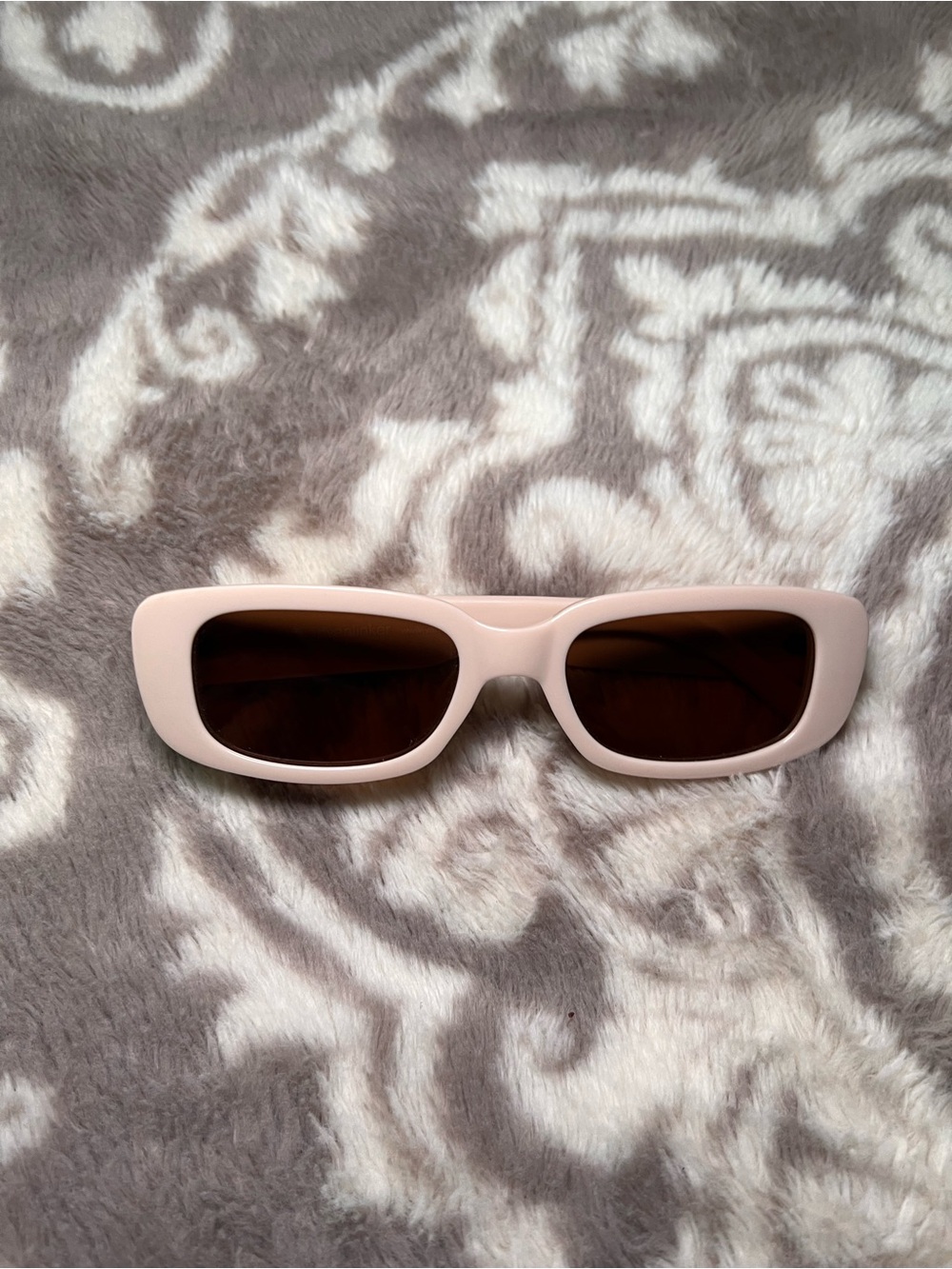 Retro Rectangle Sunglasses | Nude Blush Frame | Brown Tinted Lenses | Like New